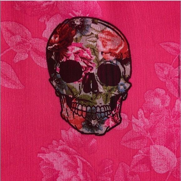 TORRID CHIFFON MAXI DRESS - SKULL PINK NWT - Picture 6 of 14